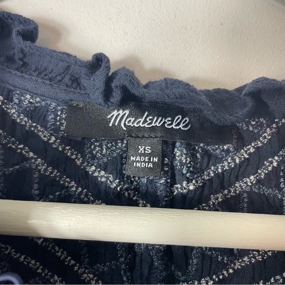 Madewell Navy Smock Neck Flowy Blouse Size XS - Picture 3 of 8